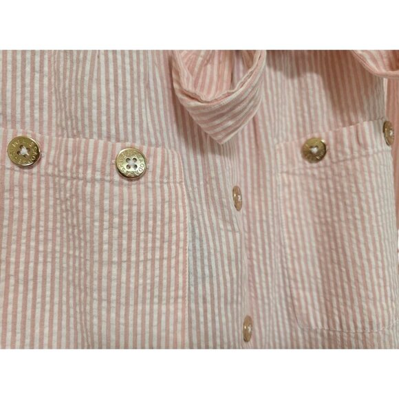 Melissa Odabash Alisa Maxi Skirt Size Medium Belted Cotton Seersucker Blush - Picture 7 of 9